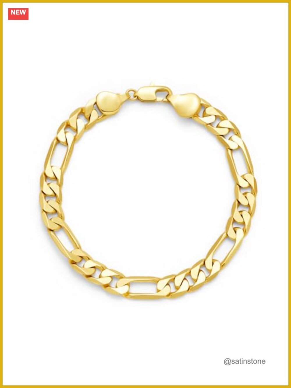 14K Gold Filled Figaro Chain Bracelet 7mm Link Hypoallergenic Unisex
